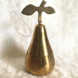 Vintage Brass Pear Container - Trinket Dish